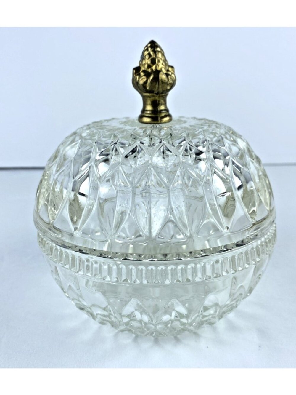 VTG Indiana Glass Mount Vernon Trinket / Candy Dish Dome Lid Brass Acorn Finial - Picture 1 of 13